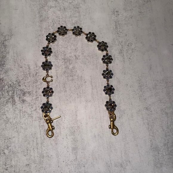 Coach Short Jewelry Chain Strap Brass Blue Multi CAU47